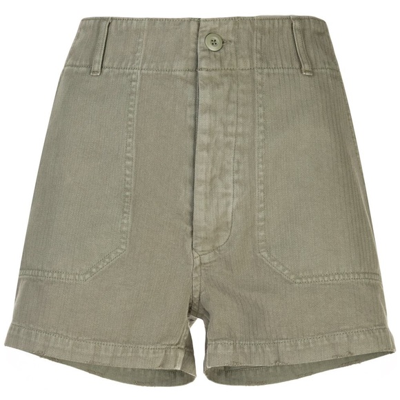 Redone High Waisted Khaki Green Shorts - Picture 6 of 9